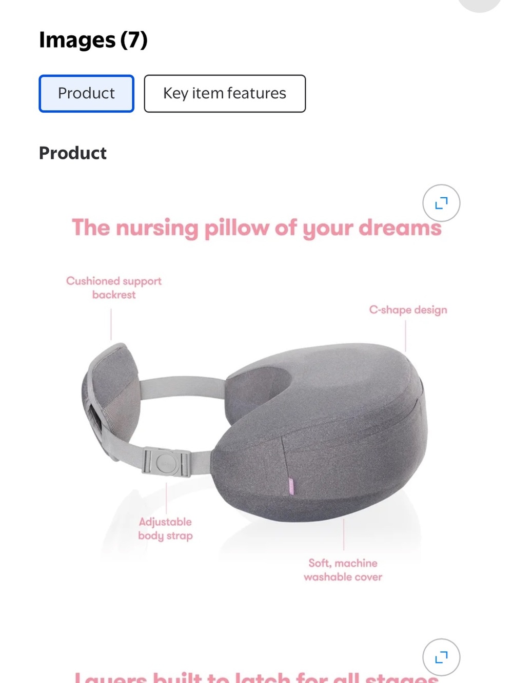 Gray Nursing Pillow for Kids Accessories - Picture 2 of 2
